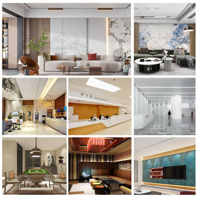 New Color PET High Gloss Marble Wall Panel Bamboo Charcoal Wood Veneer Interior Decorative Panel For Commercial Space