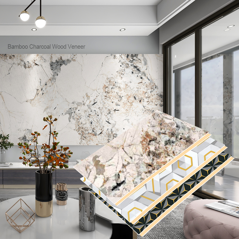 Hotel Decoration Panels 5mm/8mm Bamboo Charcoal Fiber Interior Decoration PVC Wood Veneer Indoor Wall Panel Hall Living Room