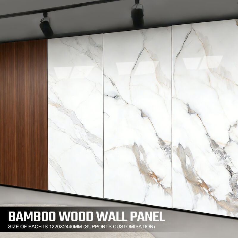 Fireproof Moisture-proof Bamboo Charcoal Wood Veneer PVC Marble Wall Panel with E0 Grade Formaldehyde Emission for Indoor and Commercial Spaces