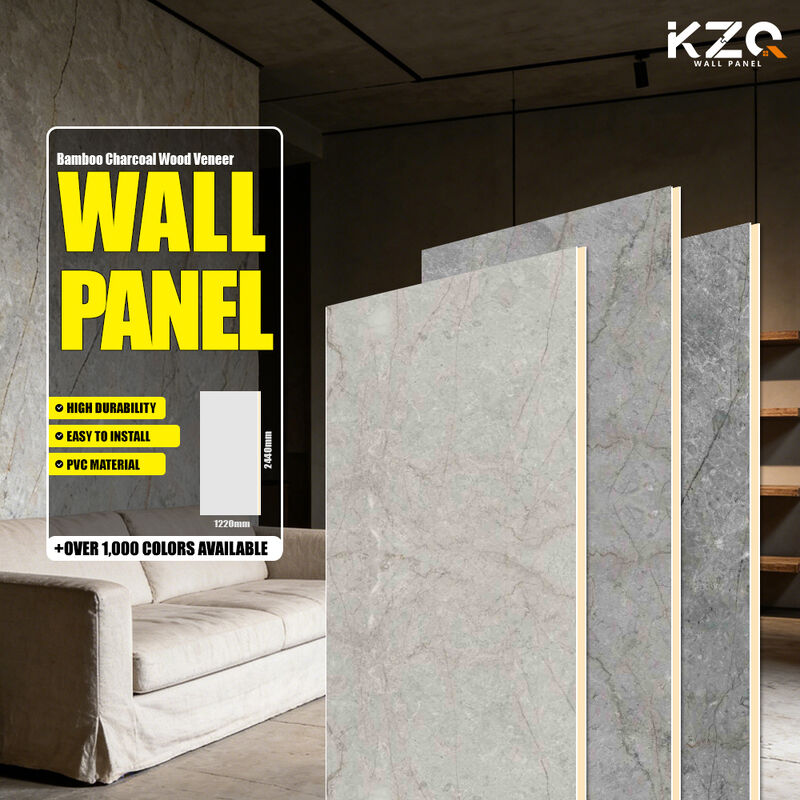 Modern Marble Panels PET Carbon Crystal Bamboo Wood Veneer For Background Wall And Basement