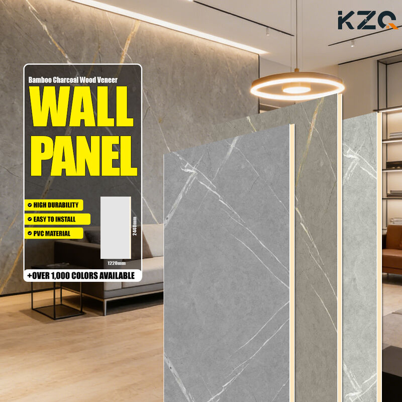 PVC Marble Wall Panel High Glossy Decorative Board For TV Background Interior Home