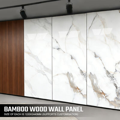 Odporny na ogień Odporny na wilgoć Bamboo Charcoal Wooden Veneer PVC Marble Wall Panel with E0 Grade Formaldehyd Emission for Indoor and Commercial Spaces
