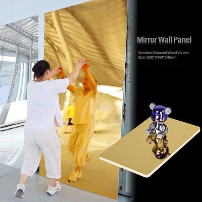 Panel lustrzany PET z węglem bambusowym, drewno, fornir drewniany, panel ścienny z włókna bambusowego