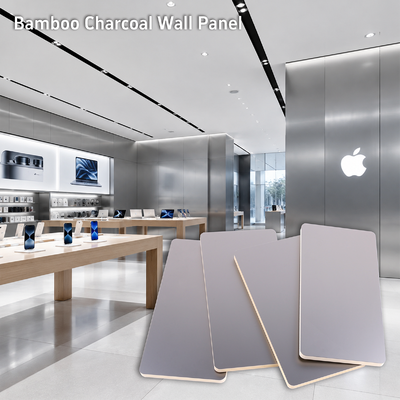 Hurtownia Fabryczna Okładziny Drewniane z Bambusa Węgiel Drzewny Styl Apple Store Dekoracyjne Panele Ścienne Metalowe